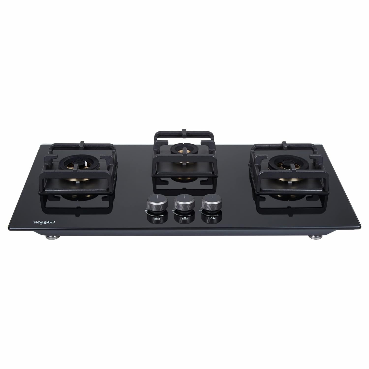 Whirlpool Hob 3 Fully Sealed Brass Burner Auto Ignition Glass Top 2 Medium and 1 Small Burner Gas Stove Smart Seal Hybrid Brass 753 Black